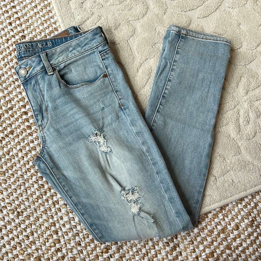 Mid/low rise distressed jeans, American Eagle